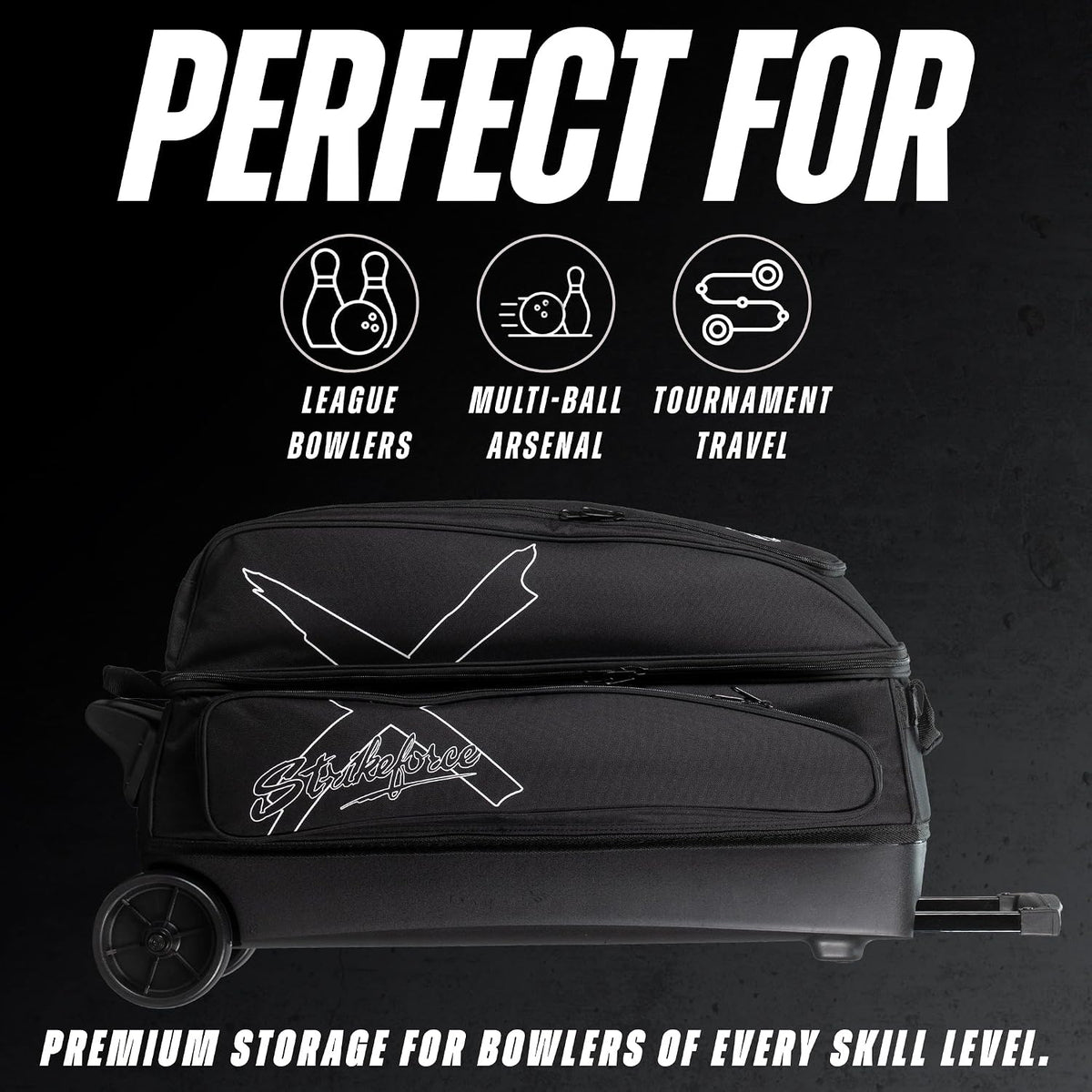 Strikeforce Hybrid X 3-Ball Roller Bowling Bag Black