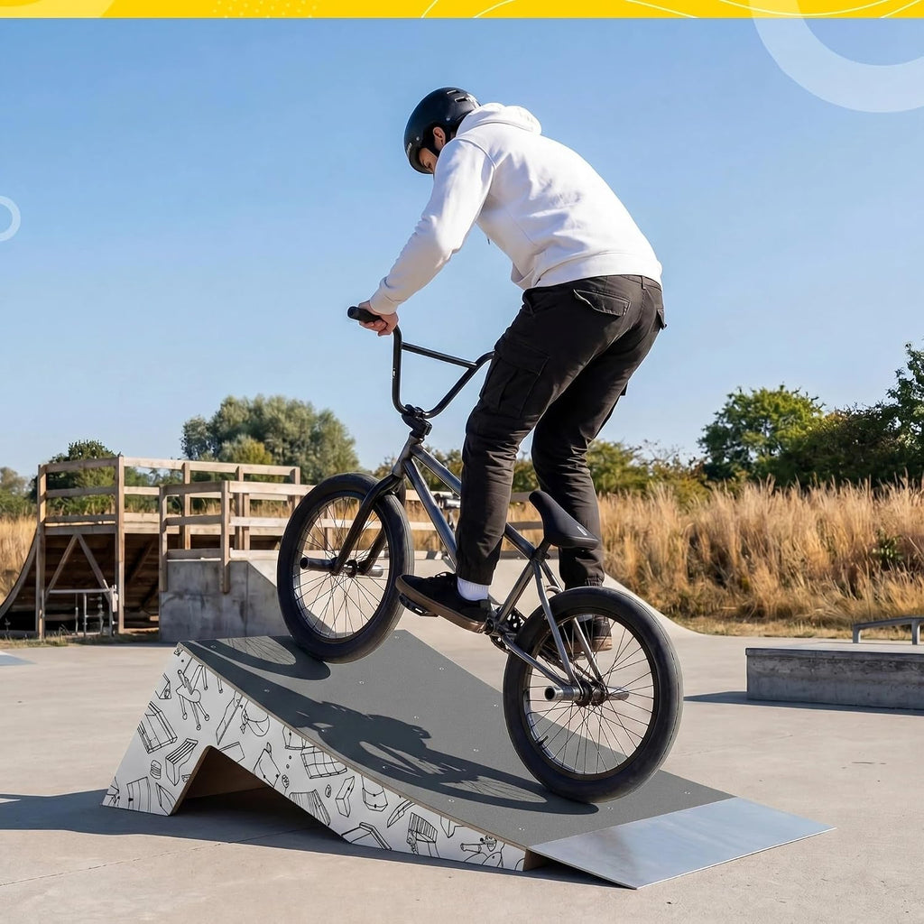 AceOrbit Quarter Pipe Skate Ramp, Beginners Wood Skateboard Bike Ramp for Home Professional Use, Gifts for Skateboarders, Works with BMX, Scooters & Inline Skates