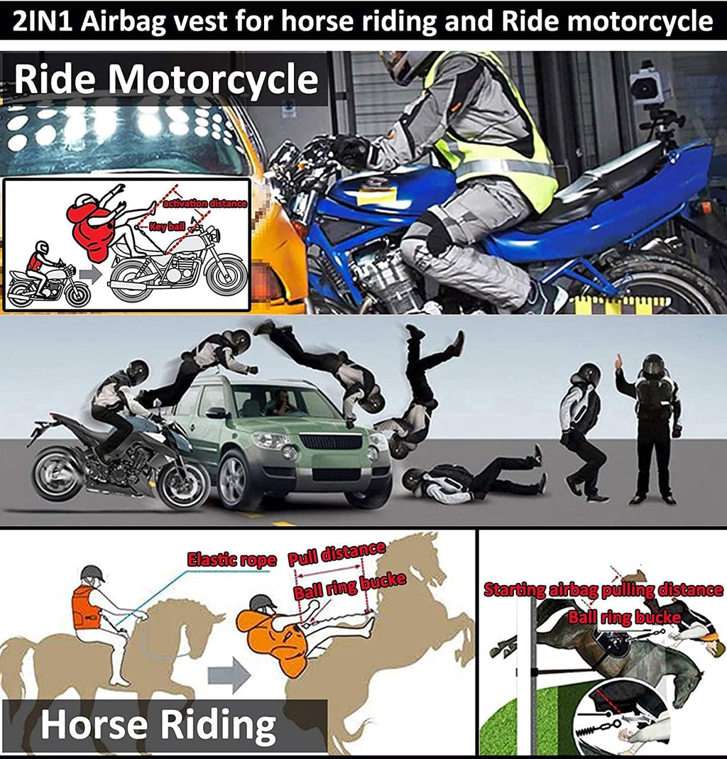 Motorcycle Airbag Vest for Men And Women, Motocross Air-Bag Riding Jacket with Reflective Strip, Adult Moto Air Bag