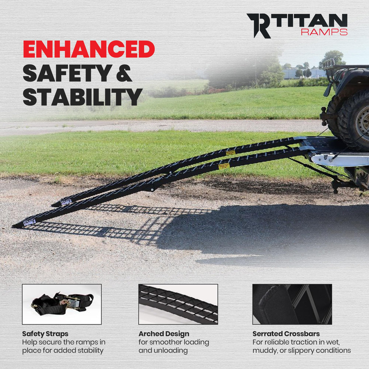 Titan Ramps Aluminum ATV Motorcycle Loading Ramps, 1,200 lb, 9 Ft, 2-Pack