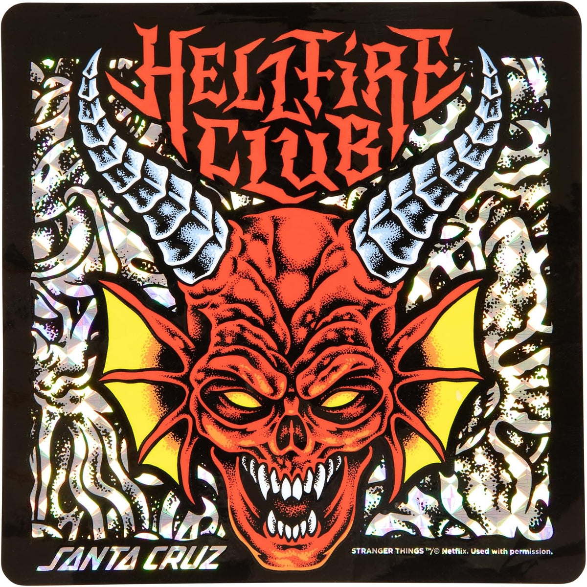 SANTA CRUZ Stranger Things Hellfire Club Flames 9.00in x 32.00in Skateboard Decks