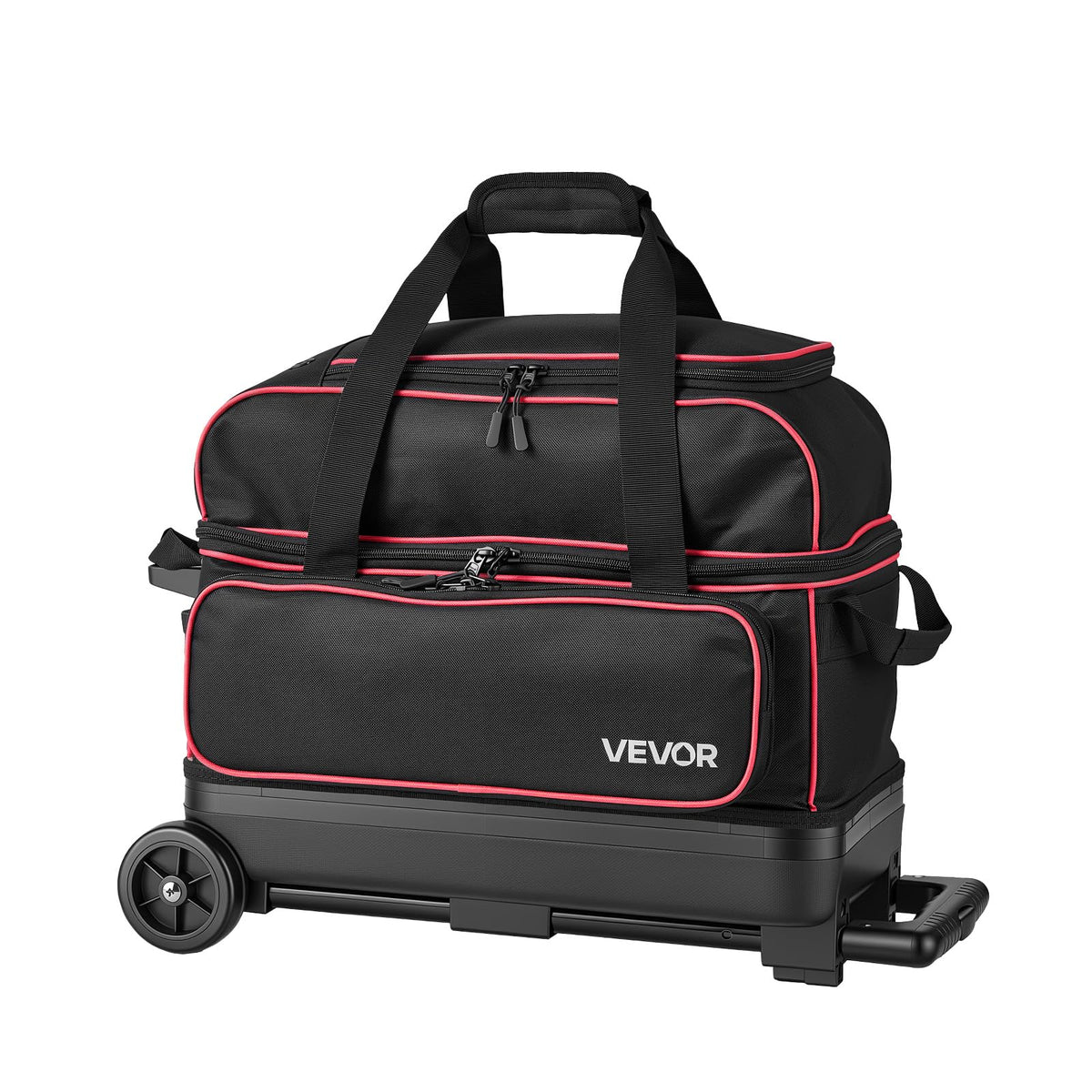 VEVOR 3 Ball Bowling Bag Double Roller Bag with Separate Shoe Compartment