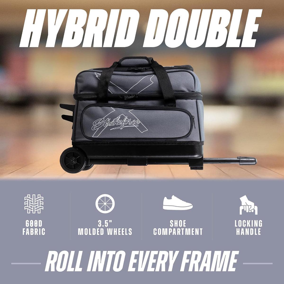 KR Strikeforce Hybrid X Double Roller Bowling Bag - Holds Two Balls, Shoes & Accessories