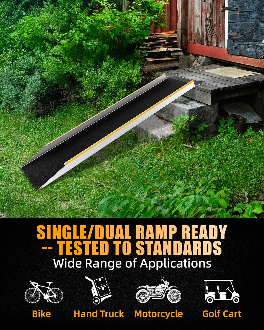 VNN Door Threshold Ramp, Threshold Ramps for Doorways, Ideal Entry Handicap Ramp for Elderly Wheelchairs, Carts, Scooters and Walkers, 27.6" L * 37.4" W Door Ramp (Alloy Iron, 800LBS)