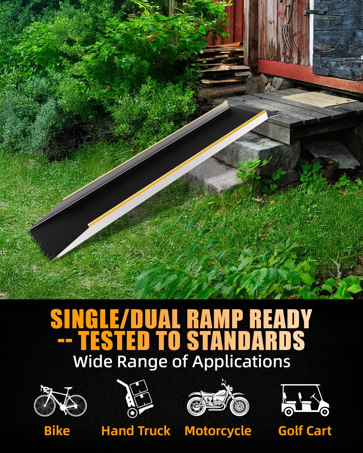 VNN Door Threshold Ramp, Threshold Ramps for Doorways, Ideal Entry Handicap Ramp for Elderly Wheelchairs, Carts, Scooters and Walkers, 27.6" L * 37.4" W Door Ramp (Alloy Iron, 800LBS)