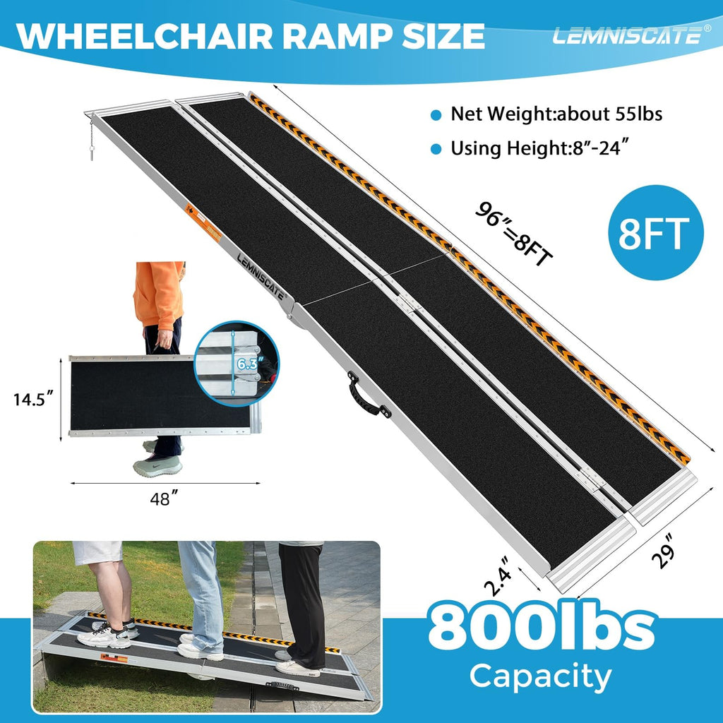 LEMNISCATE 2FT Portable Wheelchair Ramp Aluminum Non-Slip Handicap for Home
