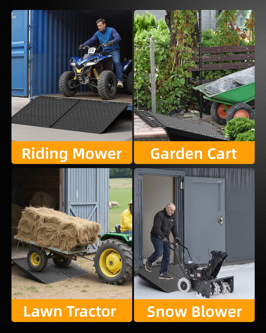 VNN 36" x 24" Shed Ramp for Riding Mower - 800 LB Capacity Shed Ramps, Anti-Slip Punch Plate Ramp for ATV, Motorcycles, Garages & Barns (1PC,Slivery, Alloy)
