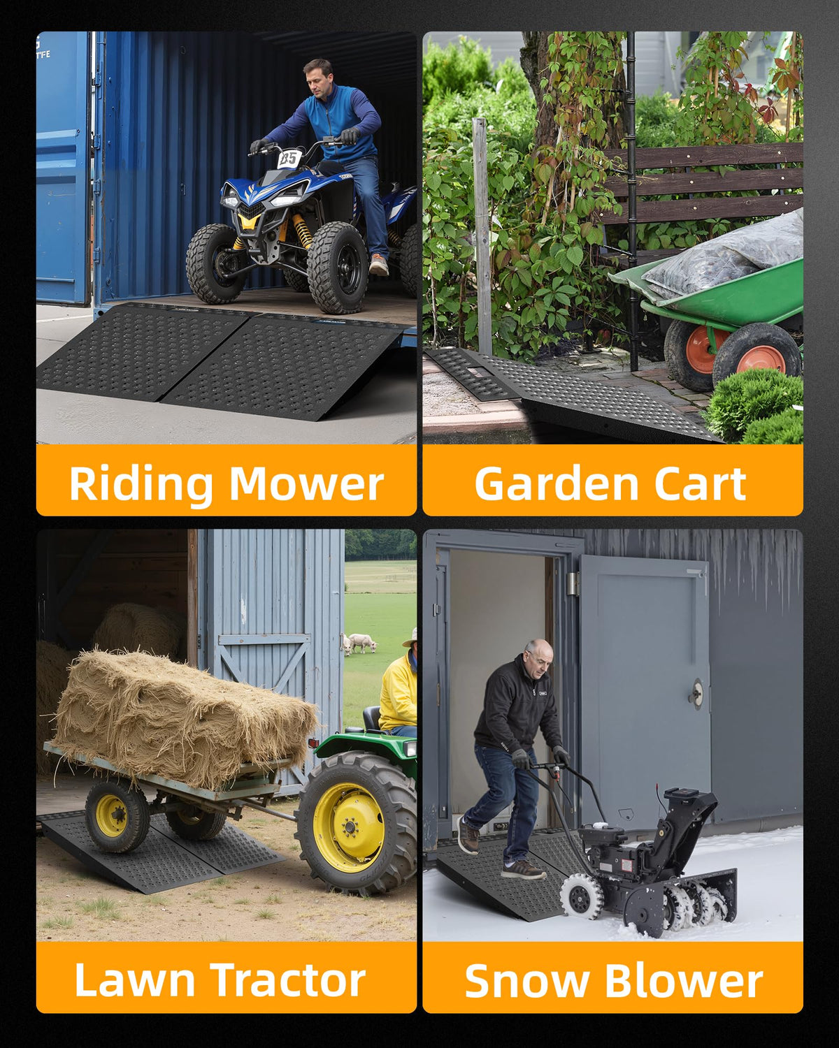 VNN 36" x 24" Shed Ramp for Riding Mower - 800 LB Capacity Shed Ramps, Anti-Slip Punch Plate Ramp for ATV, Motorcycles, Garages & Barns (1PC,Slivery, Alloy)