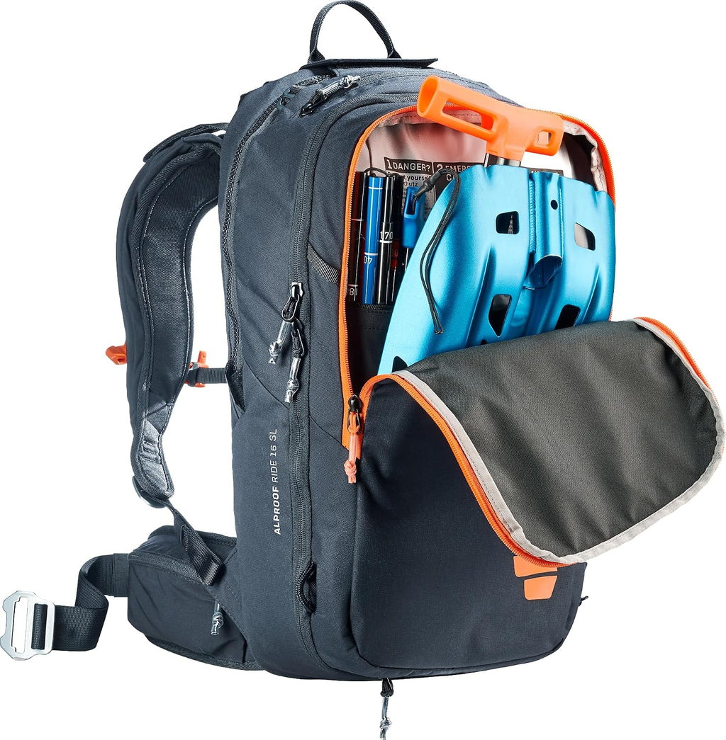 Deuter Womenâs Alproof Ride 16L SL, Freerider Alpine Backpack with Avalanche Airbag System, 16 Liter - Black