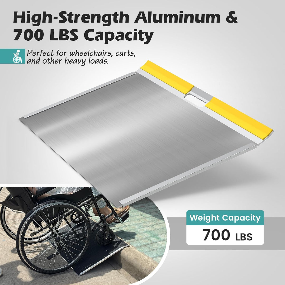 Threshold Ramp for Doorways, 19 x 32 in Aluminum Wheelchair Ramp