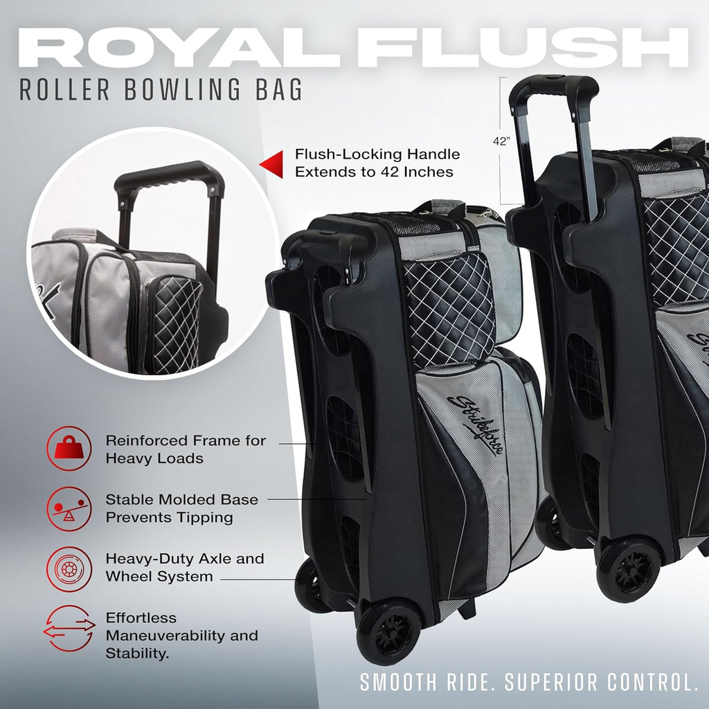 KR Strikeforce Royal Flush Triple Roller Bowling Bag for Three Bowling Balls, Shoes & Accessories