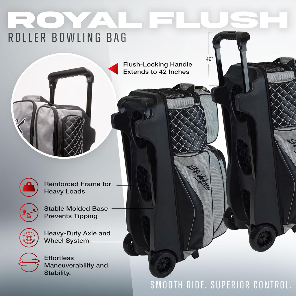 KR Strikeforce Royal Flush Triple Roller Bowling Bag for Three Bowling Balls, Shoes & Accessories