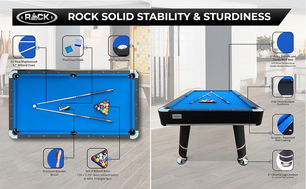 RACK Orion 8-Foot Tournament Billiard/Pool Table (Blue) â Professional Competition Game Table