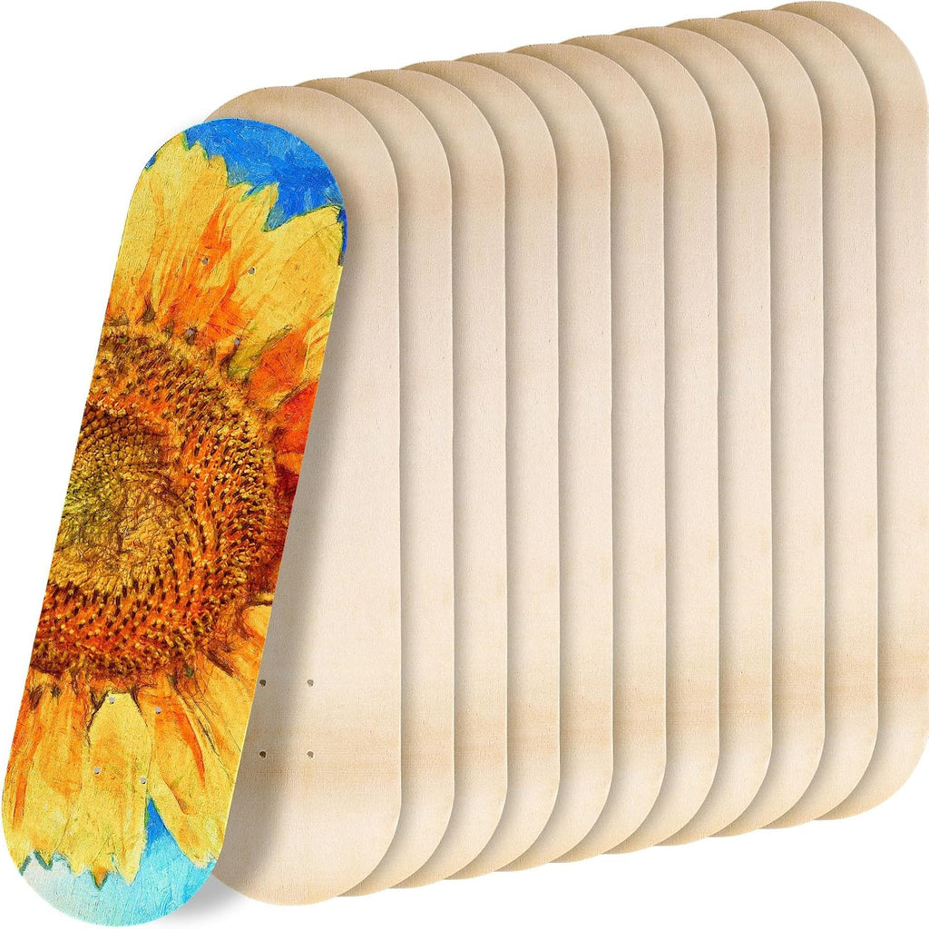 Honoson 12 Pack Blank Skateboard Decks Bulk for Painting 28 x 8 Inch 7-Layer Maple Double Tail Plain Skateboard Decks for Replacement and Art Painting Home Decoration