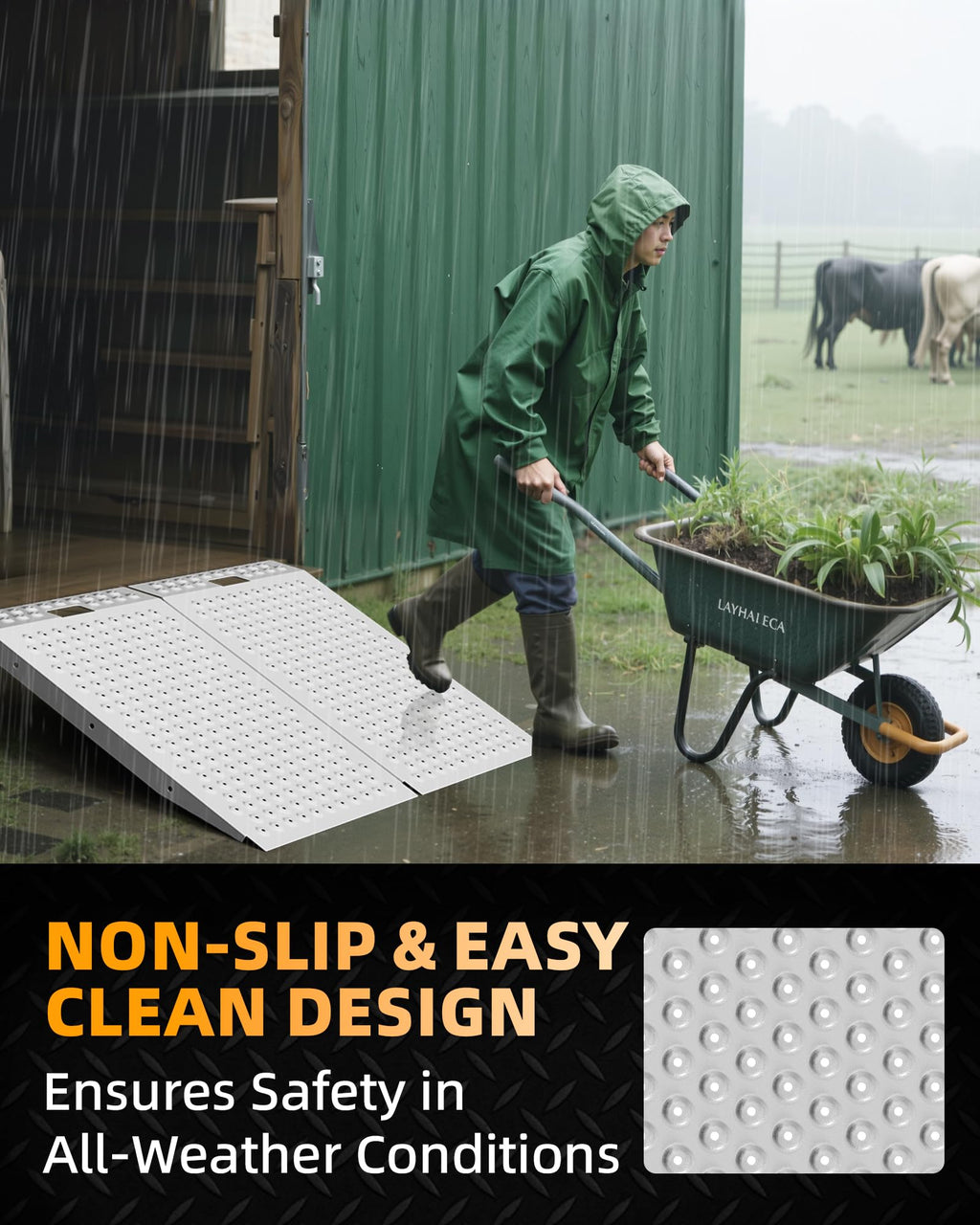 VNN 36" x 24" Shed Ramp for Riding Mower - 800 LB Capacity Shed Ramps, Anti-Slip Punch Plate Ramp for ATV, Motorcycles, Garages & Barns (1PC,Slivery, Alloy)