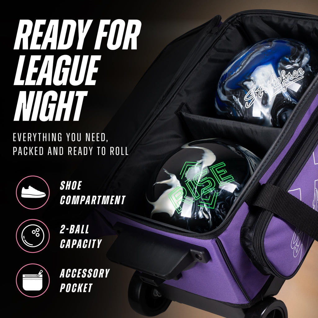 KR Strikeforce Hybrid X Double Roller Bowling Bag - Holds Two Balls, Shoes & Accessories