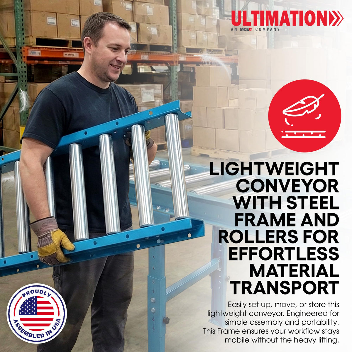 Guide Rails for 1.5â³ Rollers Skate Wheels and Gravity Conveyors - Industrial Roller Table Accessories, 5' Angle Guide Rails, Both Sides Conveyor Railings for Seamless Material Handling By Ultimation