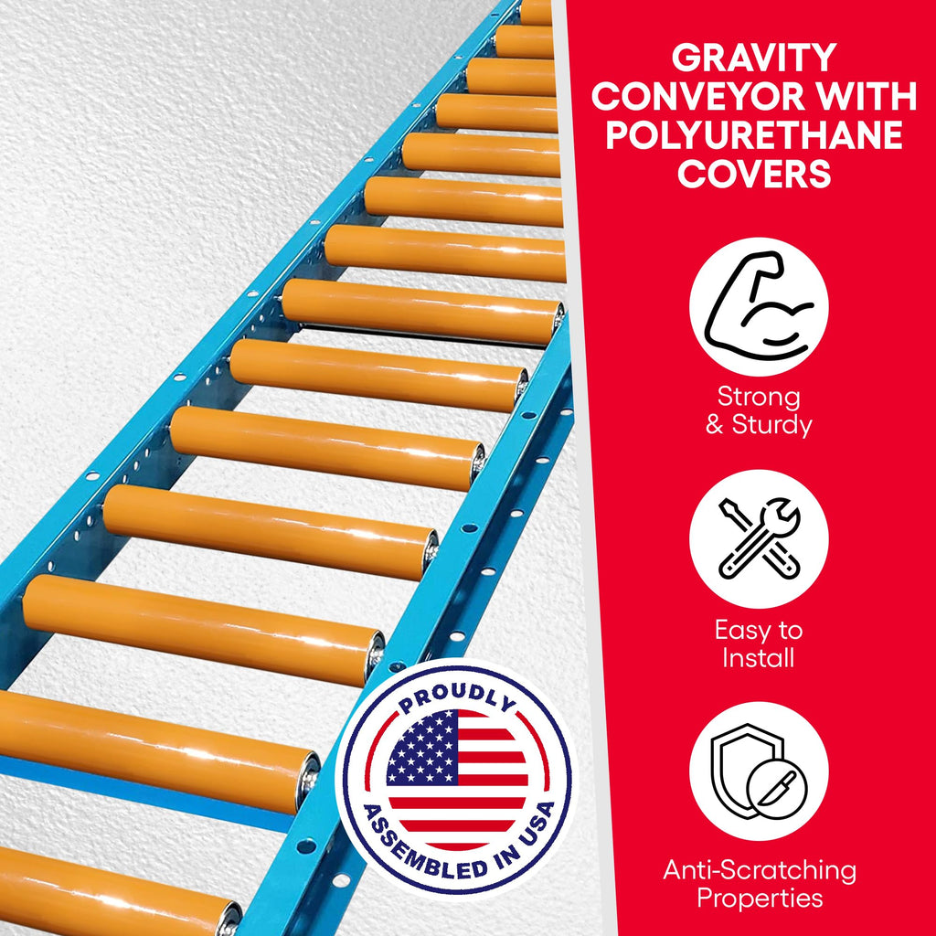 Ultimation Guide Rails Gravity Conveyor Medium Duty, 1.9"D Rollers|5' Rails