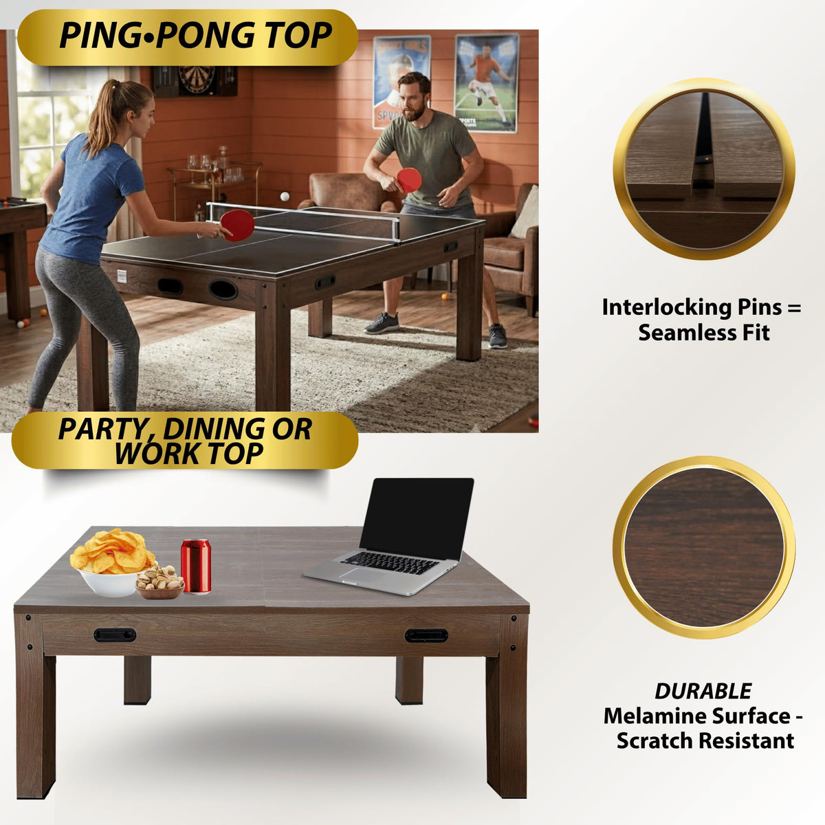7ft Multi Game Table 4 in 1 Pool Table Ping Pong Table Air Hockey Combo Game Table Includes All Accessories for Game Room & Family