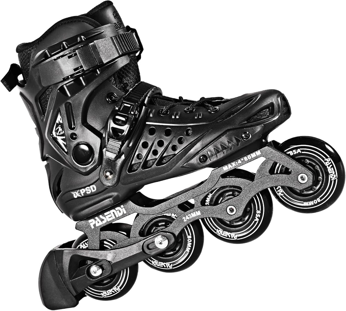Professional 4X80Mm Wheels Inline Skates,Outdoor Fitness Single Row Skates for Adult Women Men,Removable and Washable Split Inner Boots, Black Adult Male.