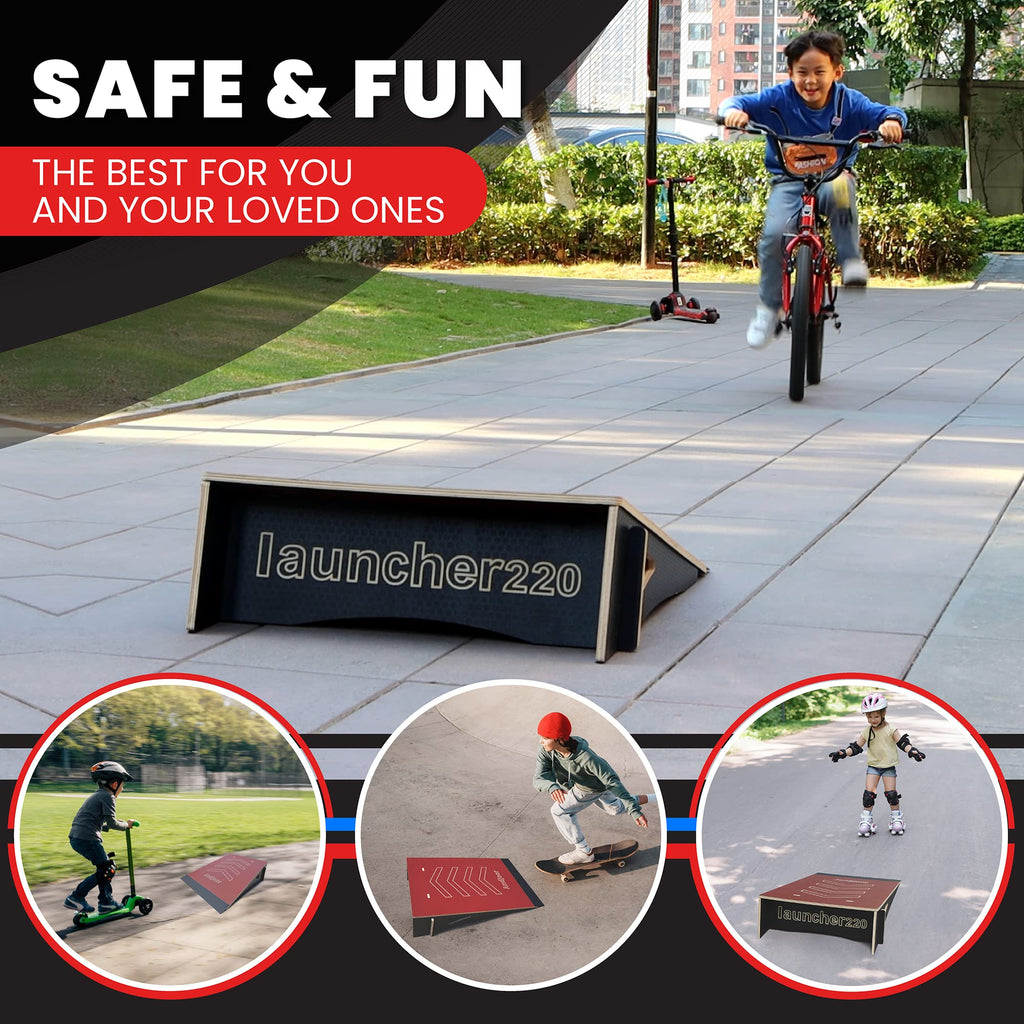 Kids Jumping Ramp for Skateboard, Bike, Scooter, BMX, RC Car and Dirt Bike, 34.37 in, Black