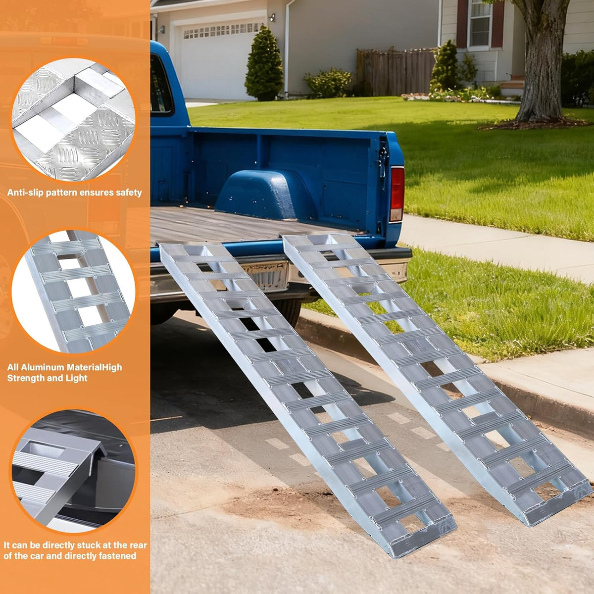 72x15 Inch Aluminum Ramps, 6000Lbs