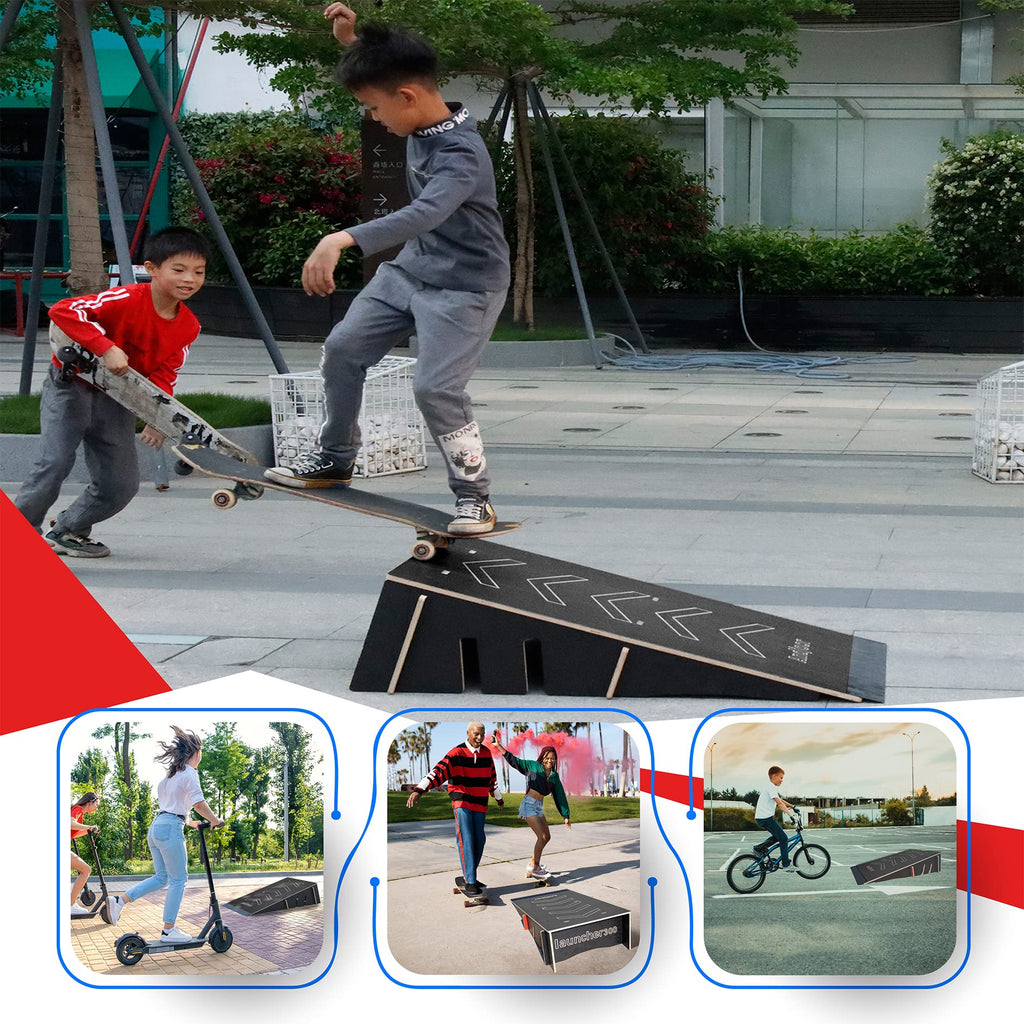 Kids Jumping Ramp for Skateboard, Bike, Scooter, BMX, RC Car and Dirt Bike, 34.37 in, Black