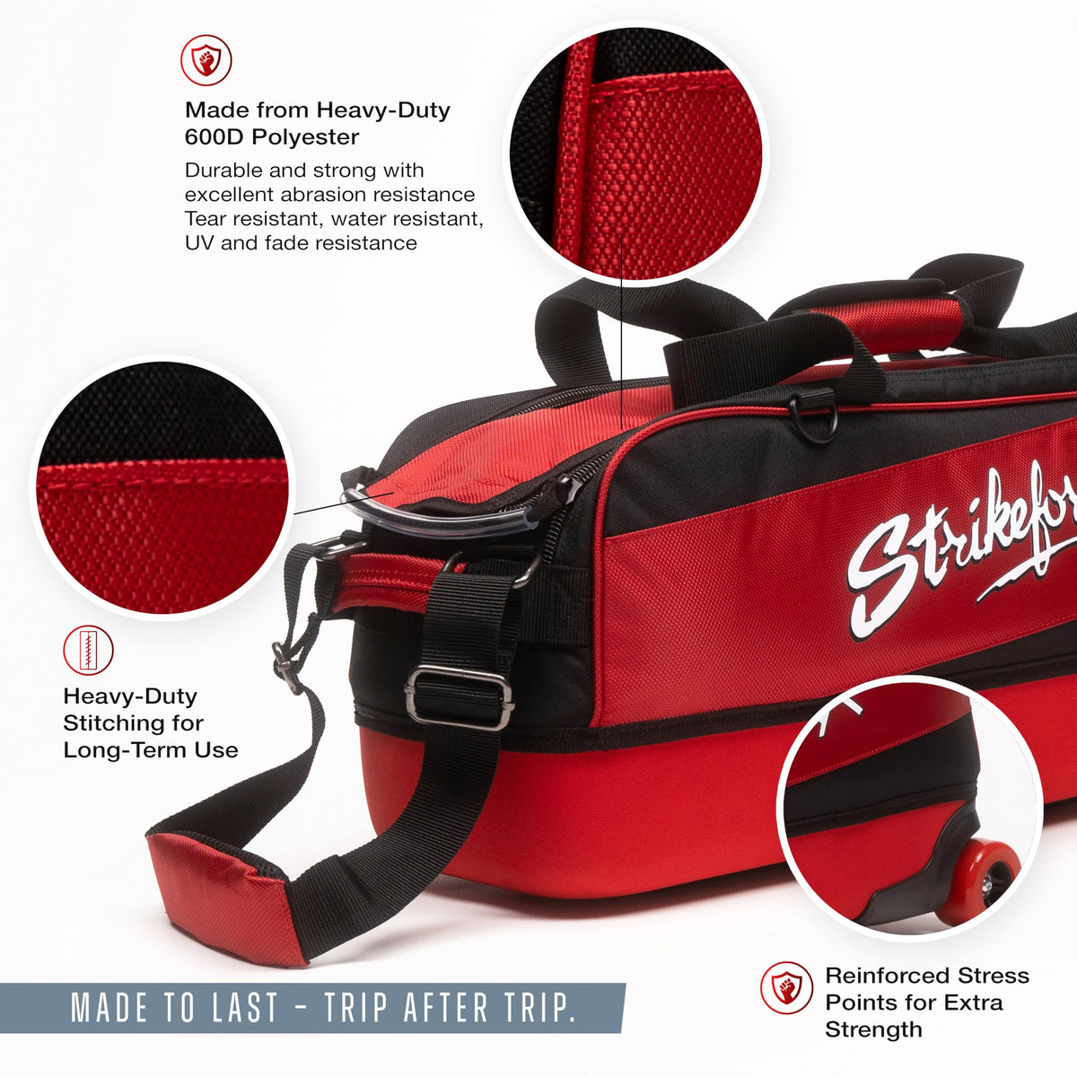 KR Strikeforce Fast Slim Triple Tote Bowling Bags with Wheels - Fits 3 Bowling Balls - Lightweight and Designed for Airline Travels