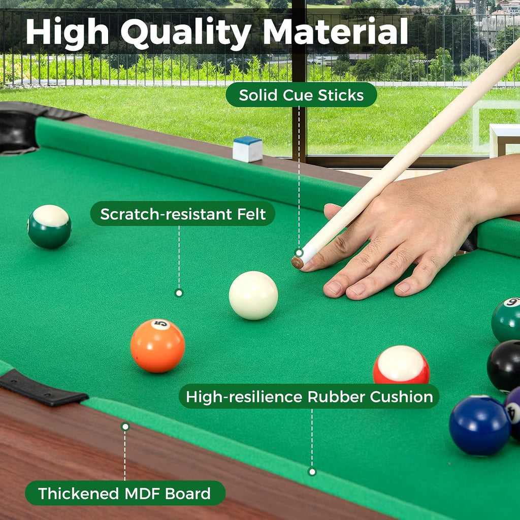 GYMAX Pool Table, 48 Inch Wooden Billiard Tables with 16 Balls, 2 Cue Sticks, 2 Chalks and Brush, Snooker Table Mini Pool Table for Kids, Family, Party