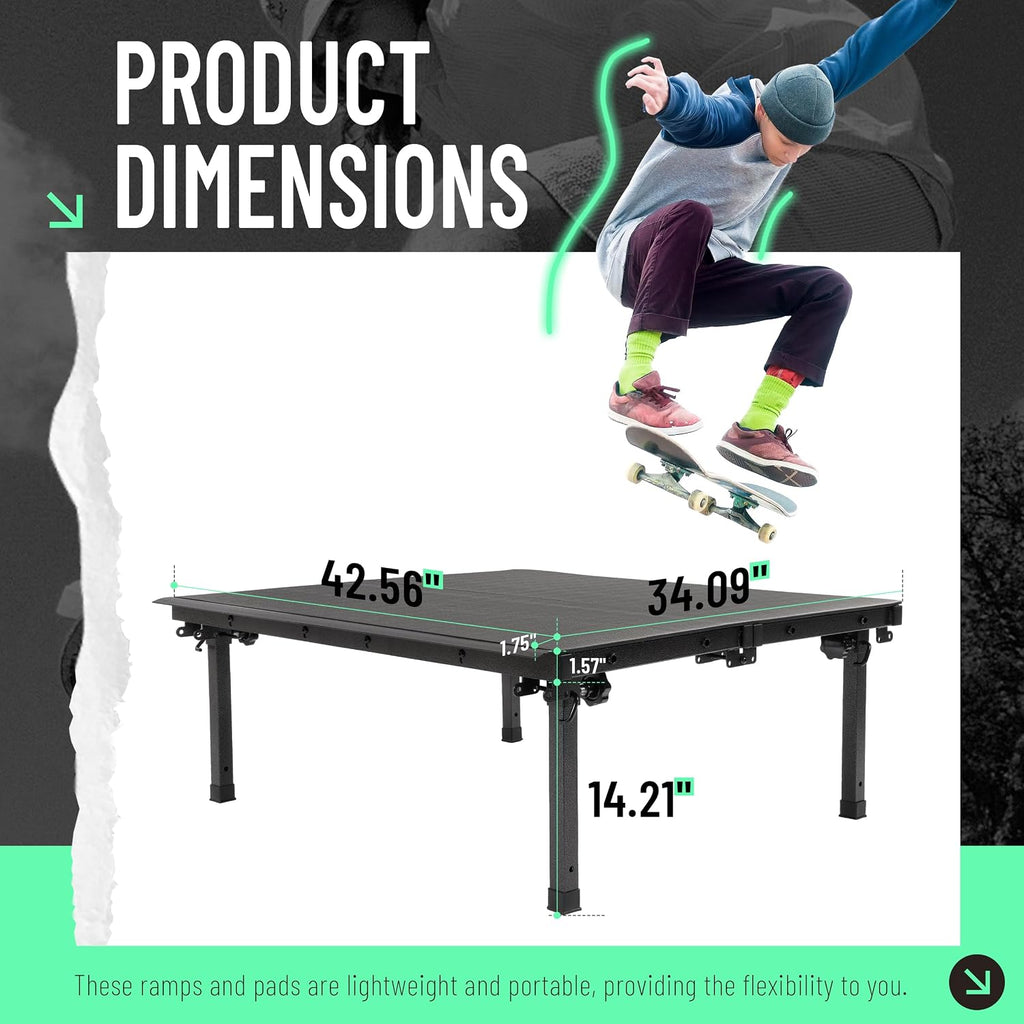 Skateboard Rail Foldable Portable 42.56" L x 34.09" W x 14.21" H