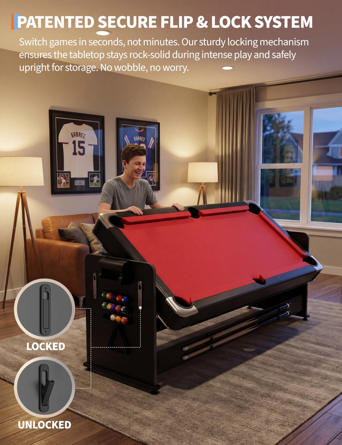 Garvee 7 ft 3-in-1 Game Table with Air Hockey, Billiards and Table Tennis