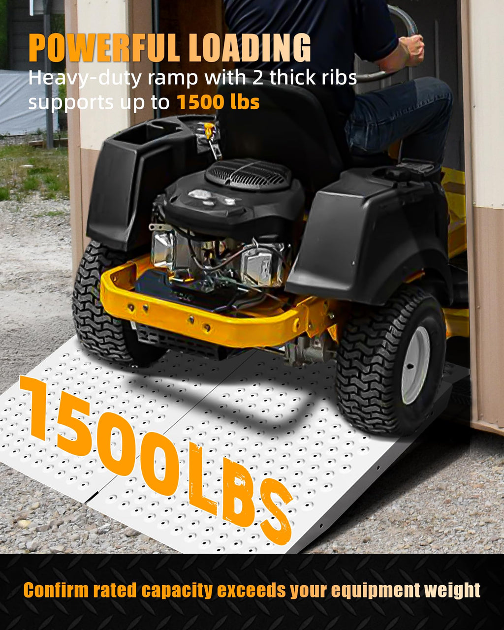 VNN 36" x 24" Shed Ramp for Riding Mower - 800 LB Capacity Shed Ramps, Anti-Slip Punch Plate Ramp for ATV, Motorcycles, Garages & Barns (1PC,Slivery, Alloy)