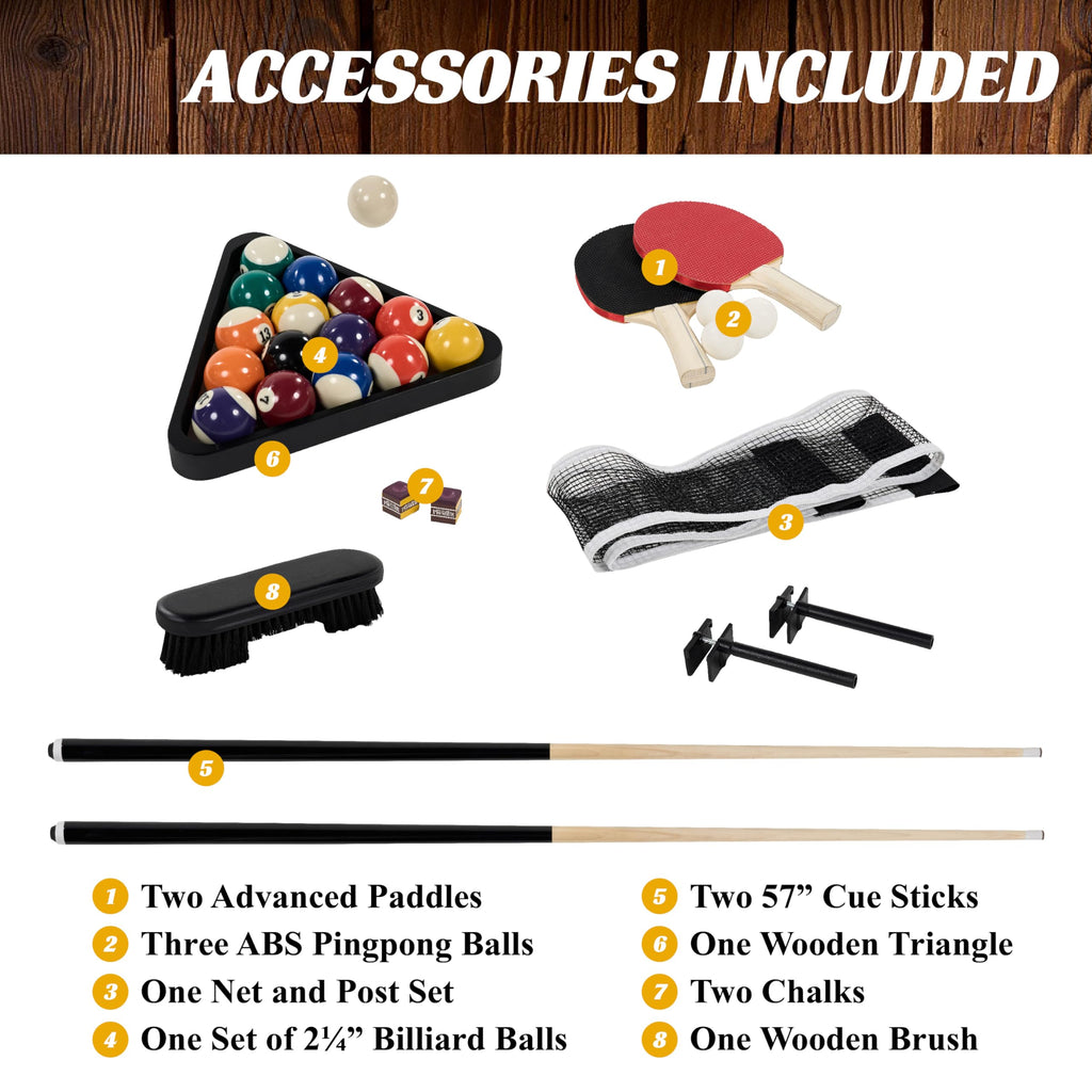 Barrington Billiards 7Ft. Combo Table 3-in-1 Pool Table, Dining & Ping Pong