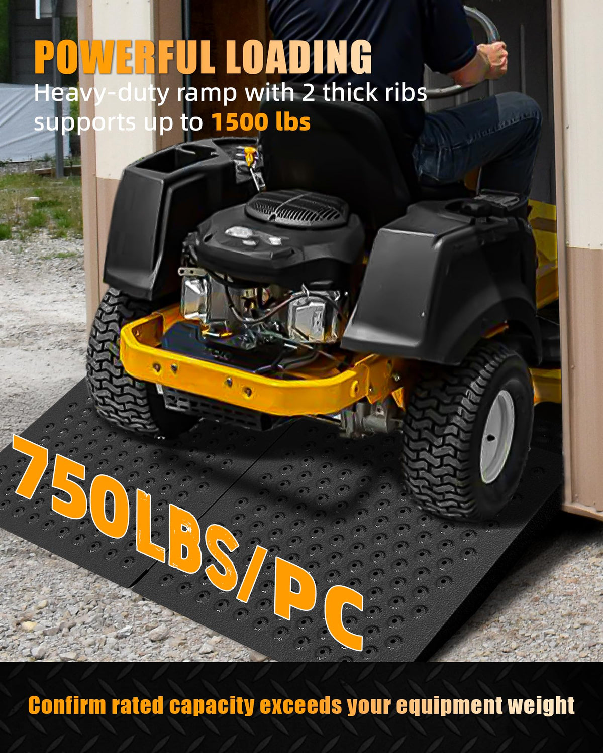 VNN 36" x 24" Shed Ramp for Riding Mower - 800 LB Capacity Shed Ramps, Anti-Slip Punch Plate Ramp for ATV, Motorcycles, Garages & Barns (1PC,Slivery, Alloy)