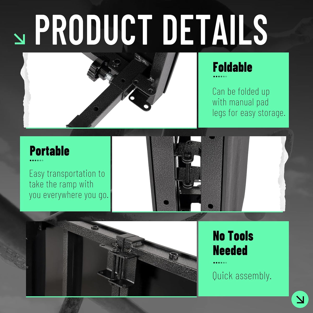 Skateboard Rail Foldable Portable 42.56" L x 34.09" W x 14.21" H