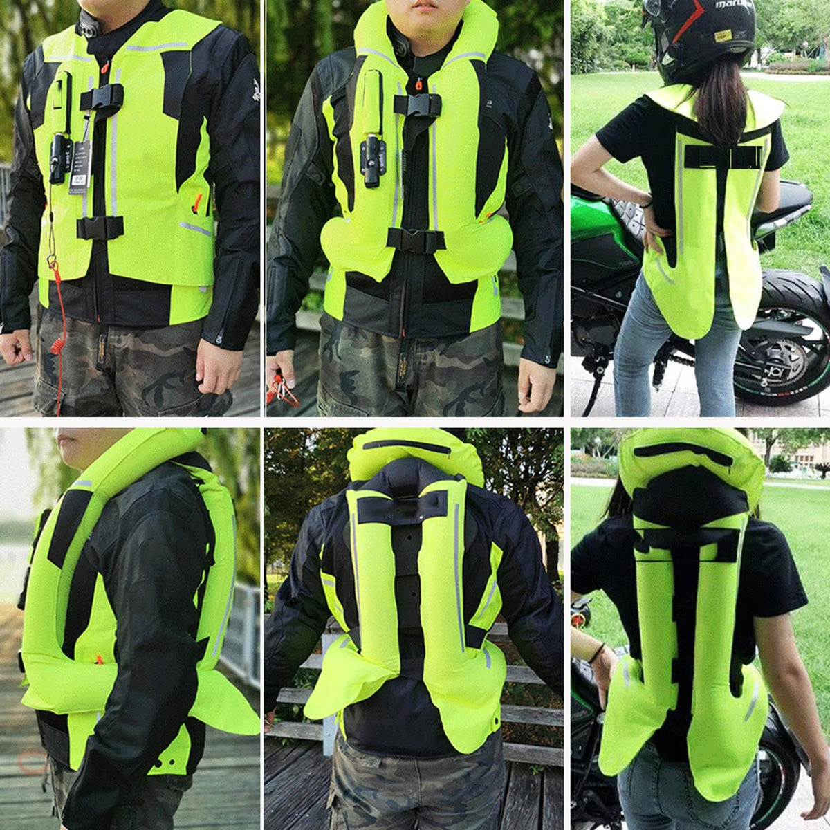 Reflective Motorcycle Airbag Vest Riding Airbag Vest Mechanical Trigger System Airbag Replaceable Gas Cylinders, Suitable for Outdoor Motorcycle Riding and Horse Riding