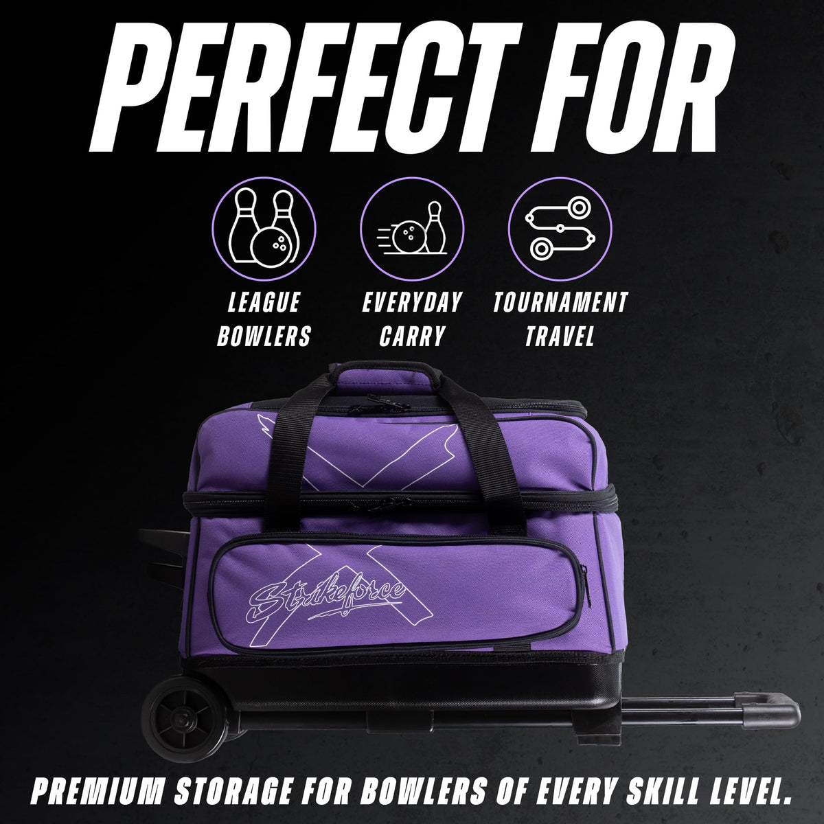 KR Strikeforce Hybrid X Double Roller Bowling Bag - Holds Two Balls, Shoes & Accessories