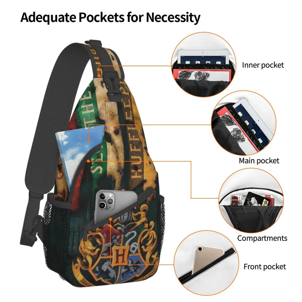 Harry Potter Hogwarts Sling Bag Crossbody Backpack Chest Bags Diagonally Travel Daypack For Women Men Adults Teen