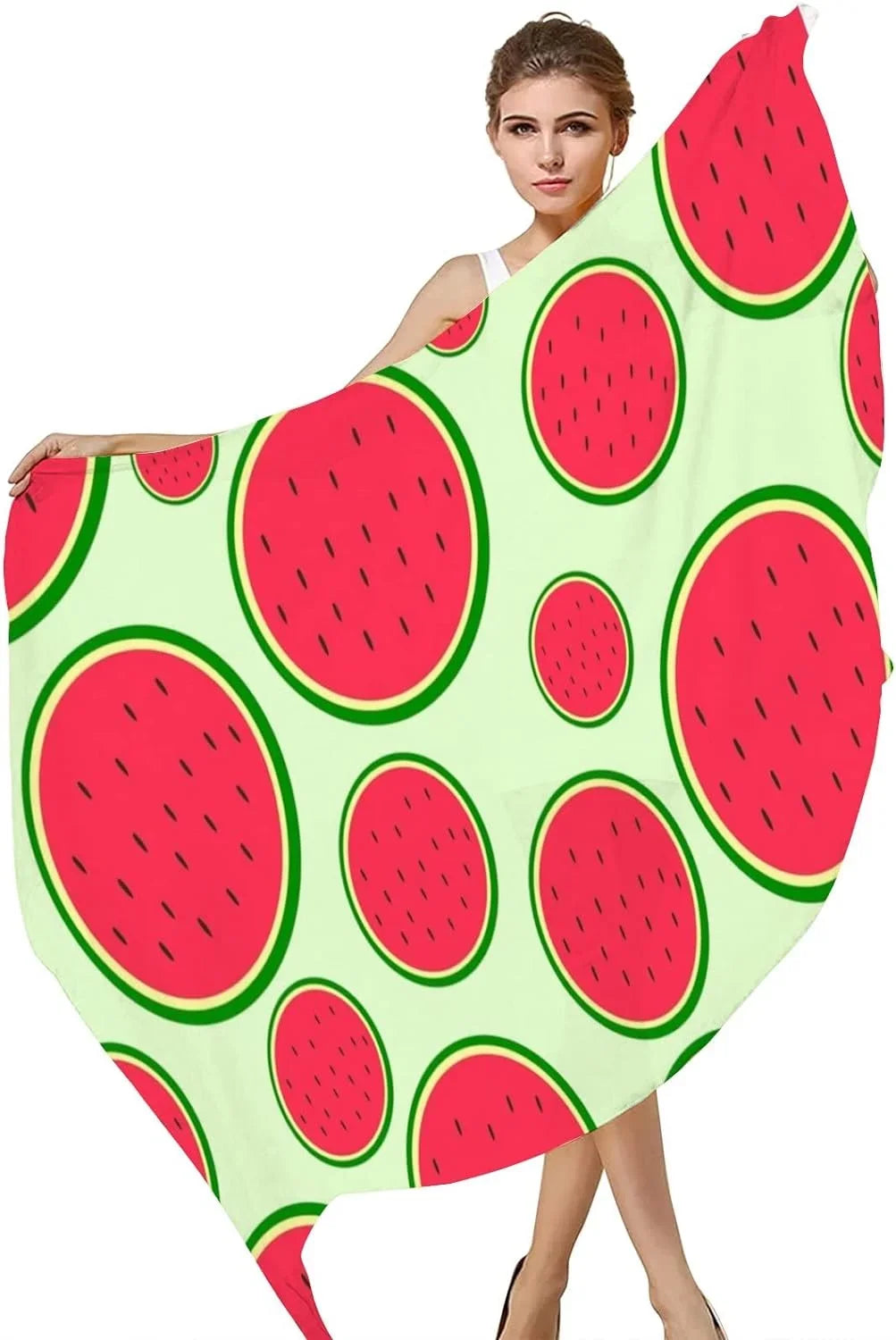 Hyjoy Watermelon With Seeds Long Silk Neck Scarf Lightweight Shawl Wrap Scarves for Women Girls