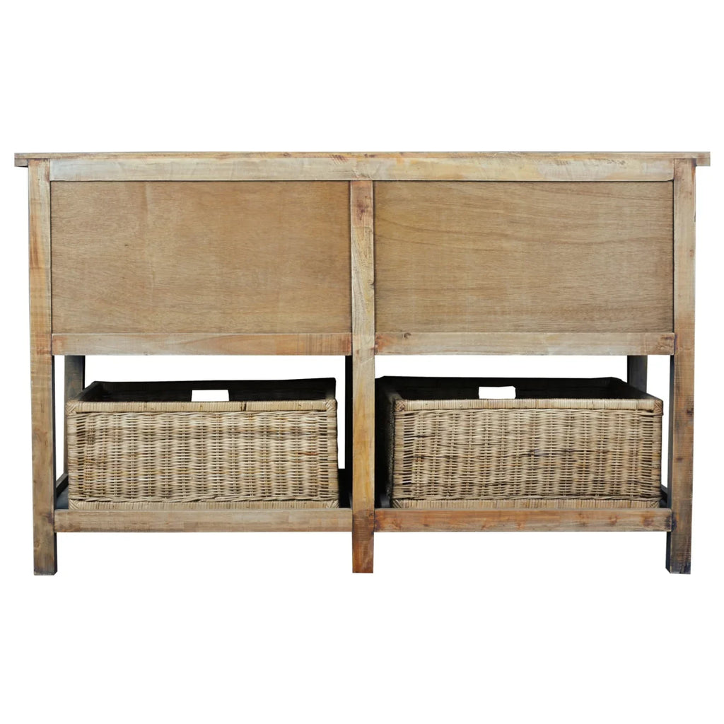 Sunset Trading CC-TAB228S-DW 61 in. Cottage Double Bay Sideboard - Driftwood Brown