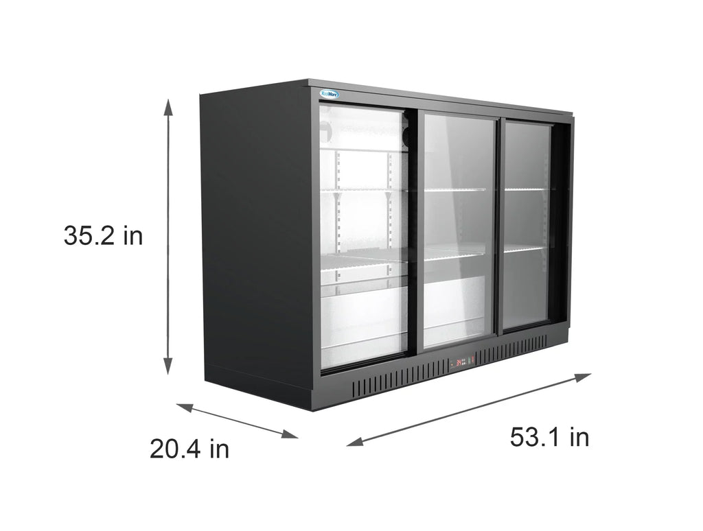 KoolMore 35 in. Three-Door Back Bar Refrigerator – 11.3 Cu. Ft.