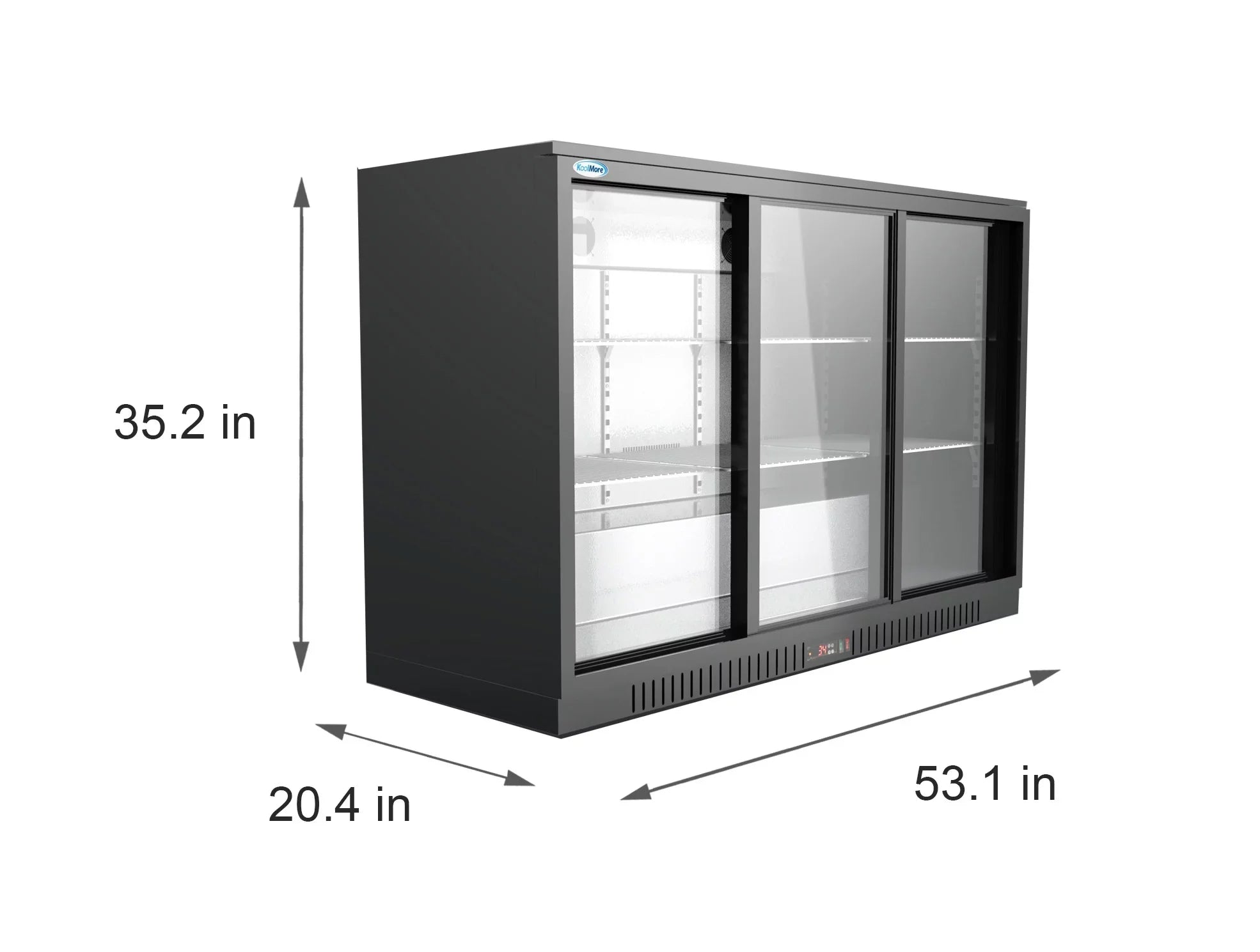 KoolMore 35 in. Three-Door Back Bar Refrigerator – 11.3 Cu. Ft.