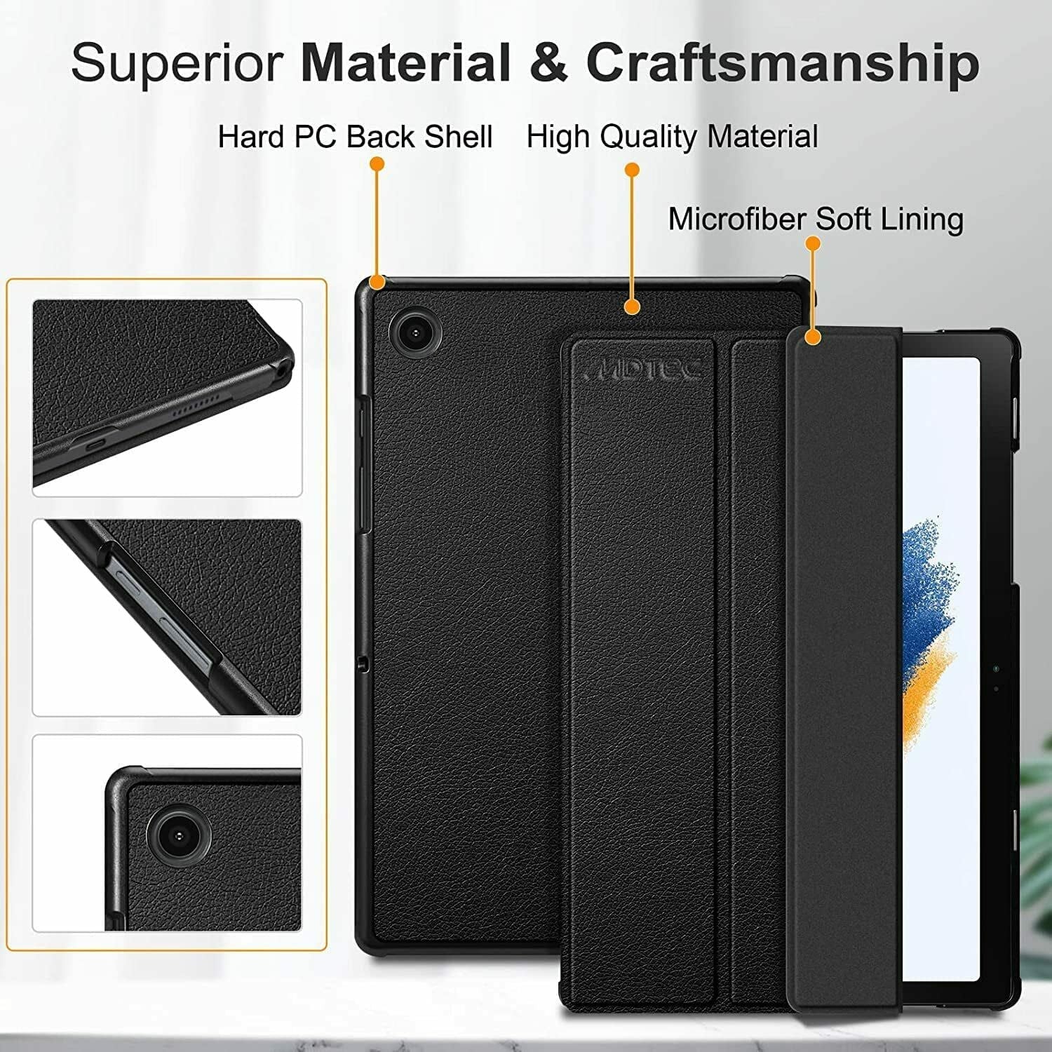 Samsung Galaxy Tab A8 Tablet 10.5 Inch with Hard Case 32GB and 64GB MicroSD Card Wi Fi International Gray