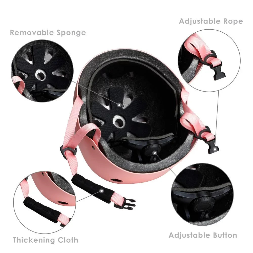 S SPOFINE Kids Bike Helmet, Toddler Helmet for Youth Adult, Knee Pad Elbow Pad Wrist Guard Protective Gear Set for Skateboard, Bike, Skating, Cycling Pink Small