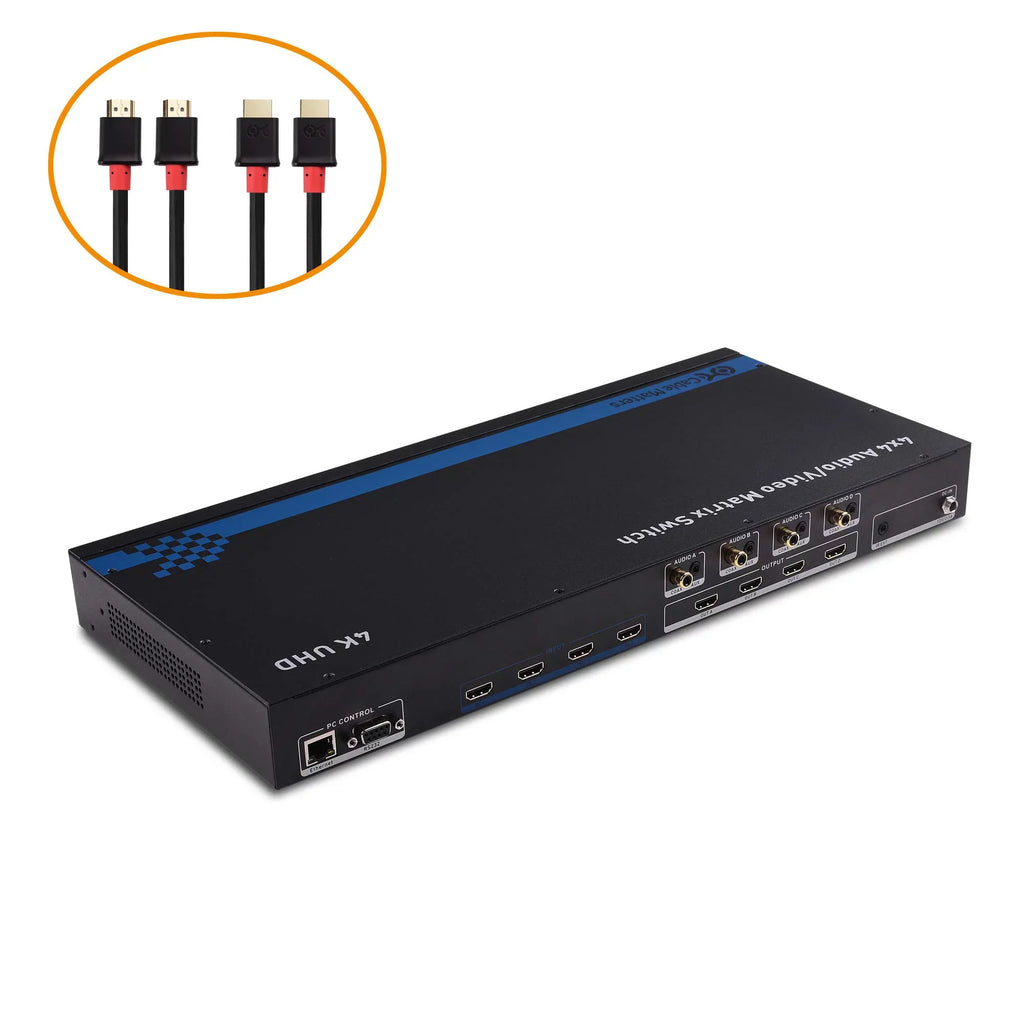 Cable Matters 4K 60Hz HDMI Matrix Switch 4 in 4 Out with RS-232 and TCP/IP Remote Access Configuration - Supports 18Gbps HDMI 2.0, HDR High Dynamic Range, HDCP 2.2, 24 Bit RGB, YCBCR 4:4:4 Format