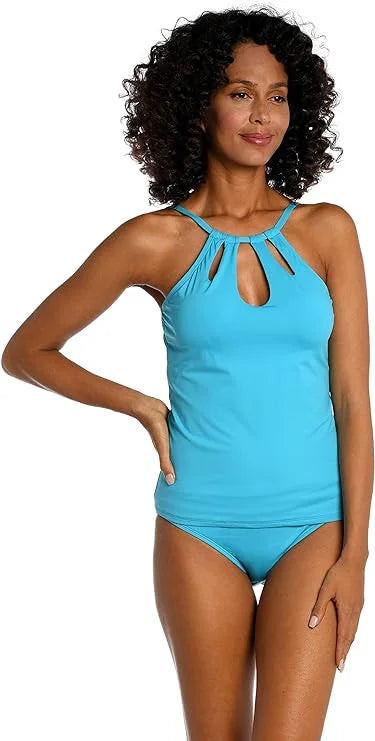 La Blanca Women's Island Goddess High Neck Keyhole Tankini Swimsuit Top