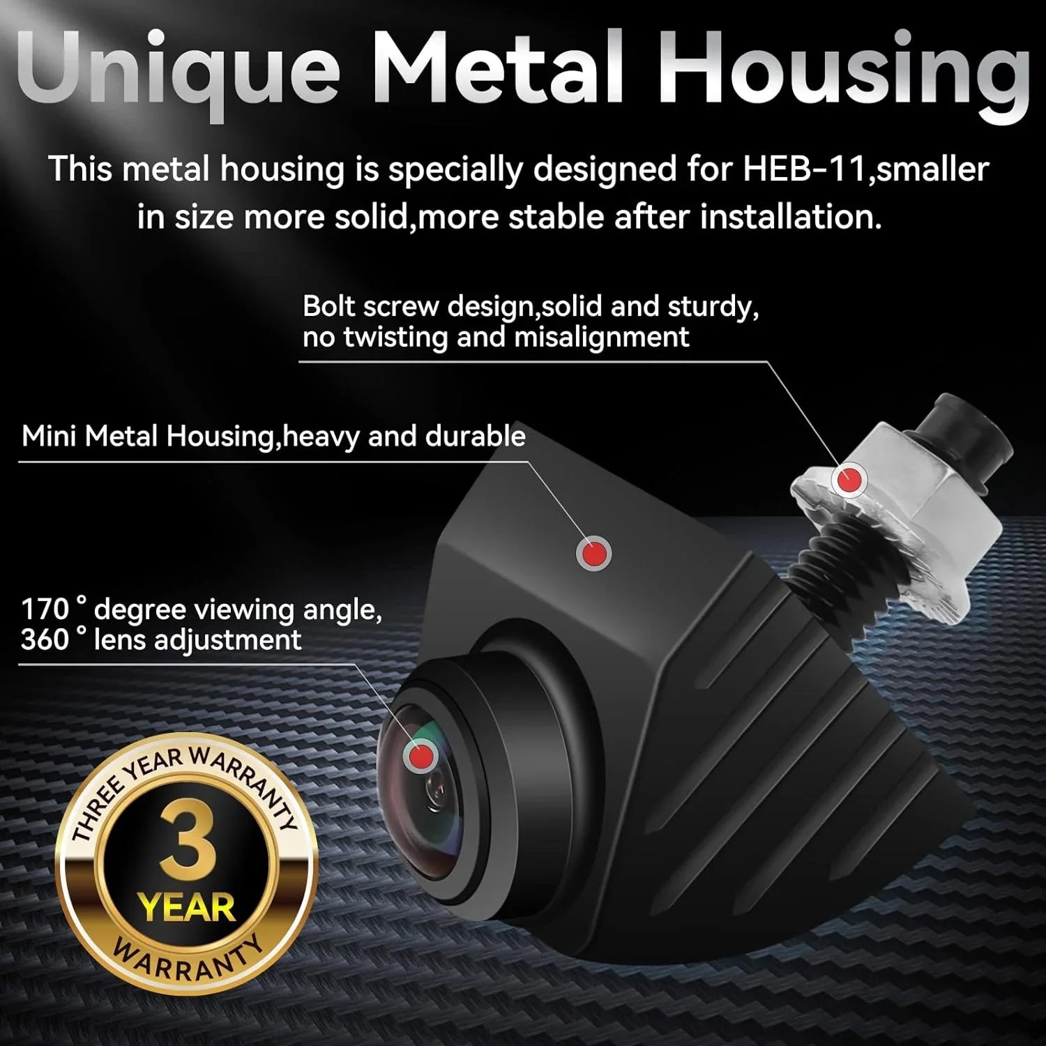 Ubwook Backup Camera IP69K Waterproof Night Vision HD Metal Rear View Camera for Car Pickup Trucks SUVs RVs Vans