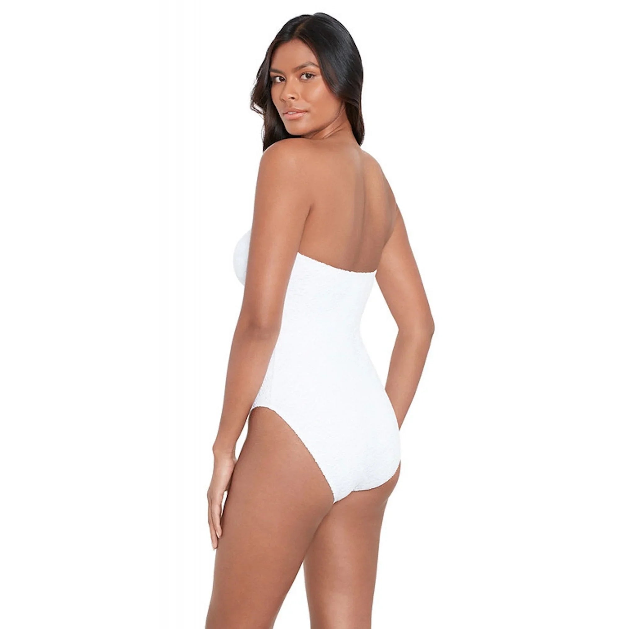 LAUREN Ralph Lauren Womens Crochet Ring Bandeau One-Piece White Size 4