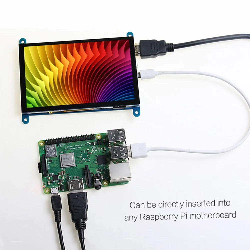 Htovila 5 Inch Capacitive Touchscreen Display 800*480 Resolution Small Portable with USB Interface Compatible with Raspberry Pi Educational Tool