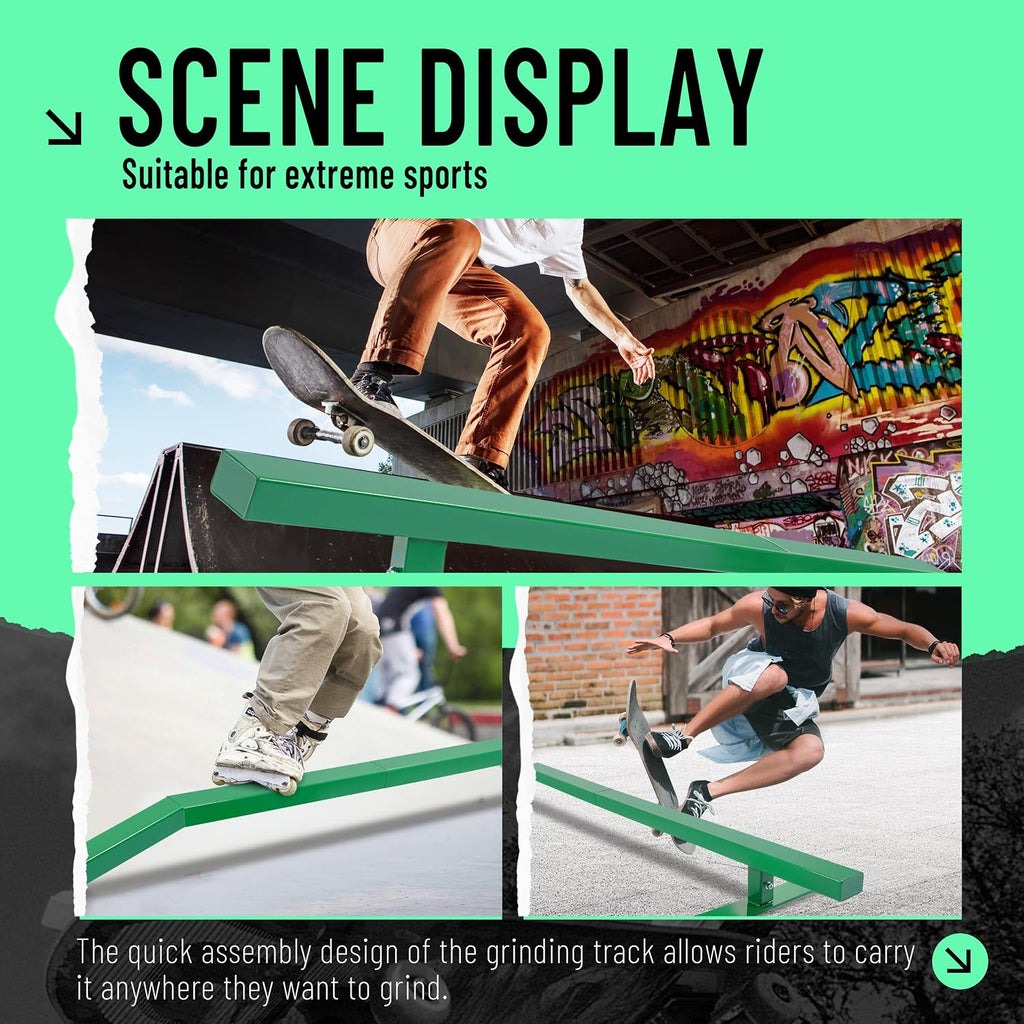 84.9In Skate Grind Rail - Portable Skateboard Rail for Grinding,